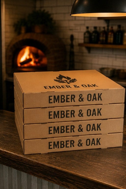Pizza boxes with logo — customer photo